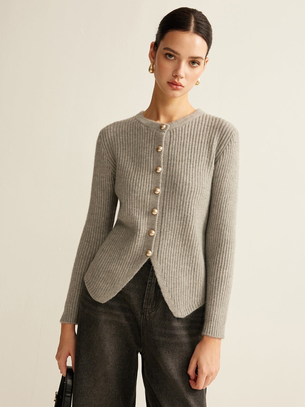 Commense Button Down Split Cardigan